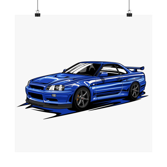 Nissan R34 GTR Matte Vertical Posters