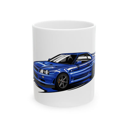 Nissan R34 GTR Ceramic Mug, (11oz,)