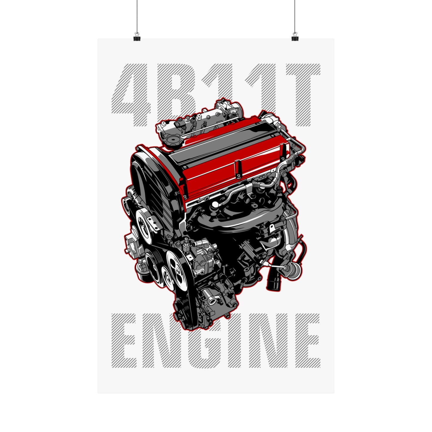 4B11T Engine Matte Vertical Poster (24"x24")