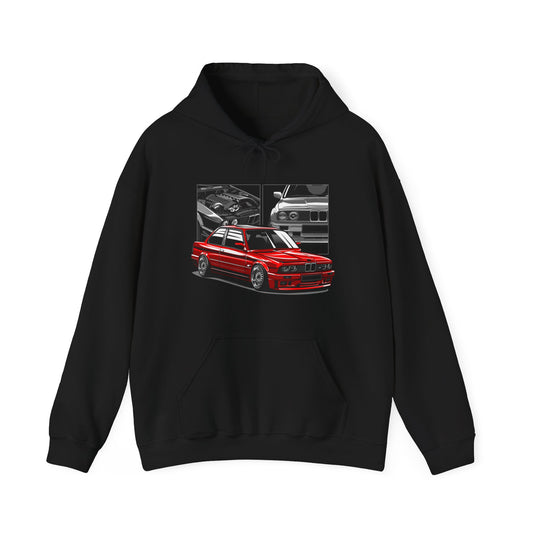 Unisex Heavy Blend™ Hooded Sweatshirt With Red BMW M3