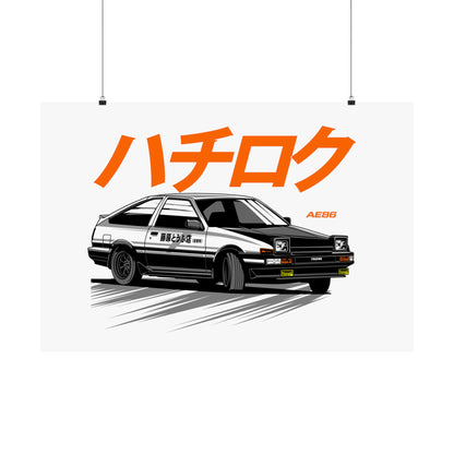 Matte Horizontal Poster With Toyota Corolla AE86 (36"x24")