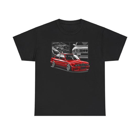 Unisex Heavy Cotton Tee With Red BMW M3