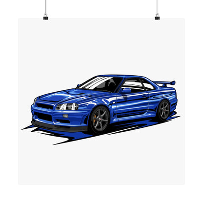 Nissan R34 GTR Matte Vertical Posters