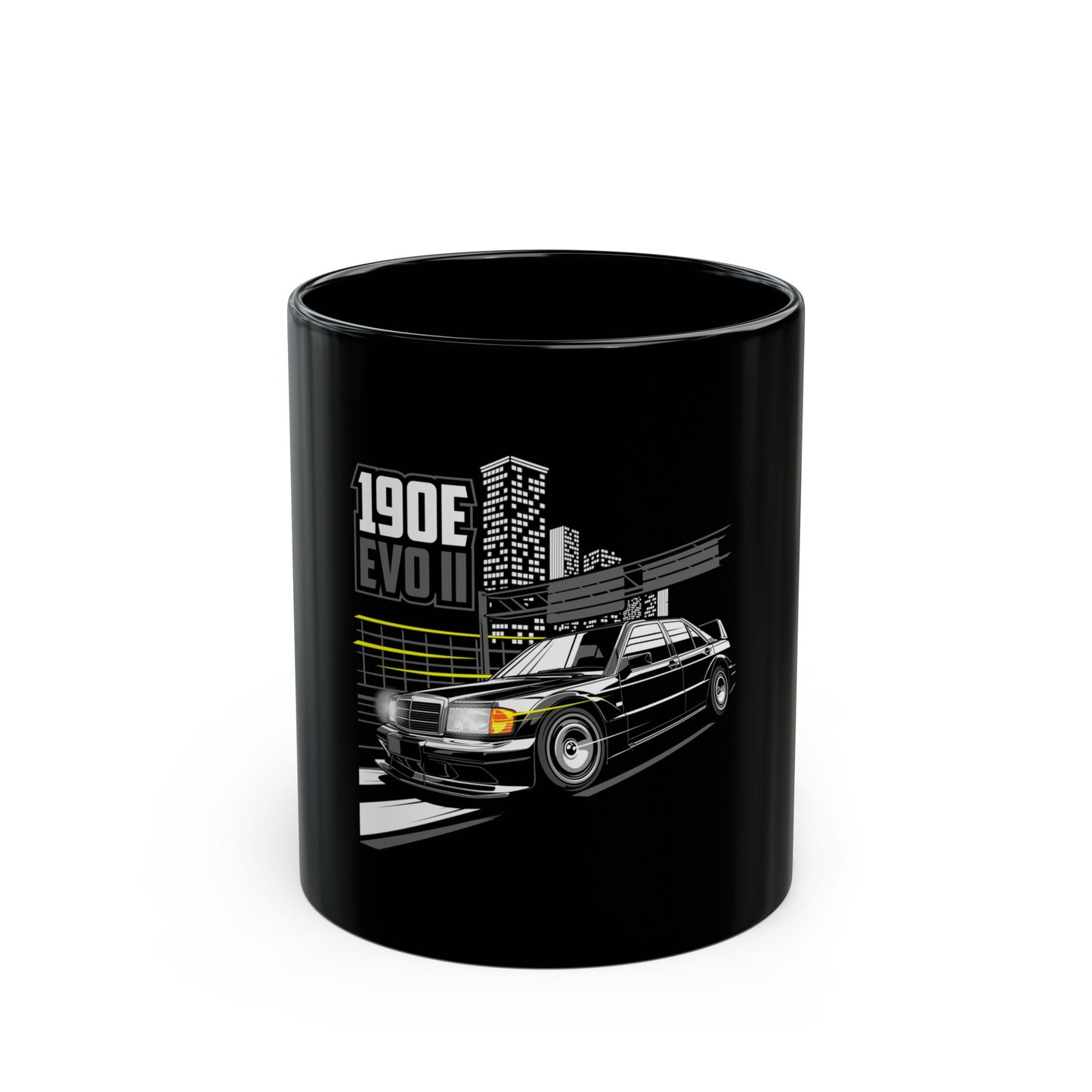 Black Mug (11oz,) With Mercedes-Benz 190E EVO